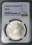 1890-Do JP NGC MS 61 Mexico 8 Reales Durango Rare Mint State Silver Coin (23042601D)