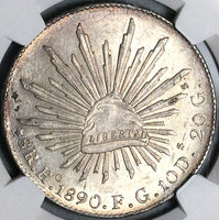 1890-Ho NGC MS 62 Mexico 8 Reales Hermosillo Mint State Very Scarce Silver Coin (23072301D)