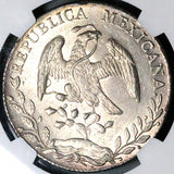 1890-Ho NGC MS 62 Mexico 8 Reales Hermosillo Mint State Very Scarce Silver Coin (23072301D)