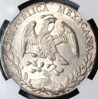 1890-Ho NGC MS 62 Mexico 8 Reales Hermosillo Mint State Very Scarce Silver Coin (23072301D)