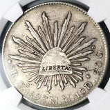 1893-Ca NGC XF 45 Mexico 8 Reales Cap Rays Chihuahua Mint Silver Coin (25092703C)