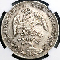 1893-Ca NGC XF 45 Mexico 8 Reales Cap Rays Chihuahua Mint Silver Coin (25092703C)