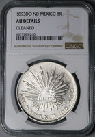 1893-Do NGC AU Mexico 8 Reales Durango Mint Cap Rays Silver Coin (24042004C)