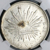 1894-Do NGC AU Mexico 8 Reales Durango Cap Rays Silver Coin (24042005C)