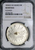 1894-Do NGC AU Mexico 8 Reales Durango Cap Rays Silver Coin (24042005C)