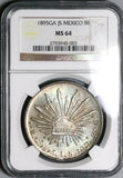 1895-Ga NGC MS 64 Mexico 8 Reales Guadalajara Last Year Silver Coin POP 5/1 (23081301C)