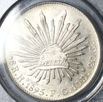 1895-Ho PCGS AU 58 Mexico 8 Reales Hermosillo Mint Last Year Silver Coin (24110401D)