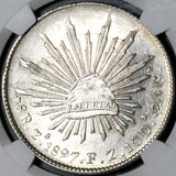 1897-Zs NGC AU 58 Mexico 8 Reales Zacatecas Mint Cap Rays Silver Coin (26081901C)