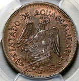 1915 PCGS MS 63 Aguascalientes 5 Centavos Mexico Revolution RB Coin POP 1/1 (26100101C)