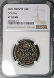1826 NGC VF 20 Colima 1/4 Real Quart Rare Mexico Local Copper Coin POP 1/0 (25051901C)