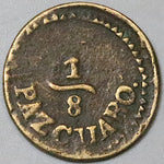 1830s Pazcuaro 1/8 Real Mexico Local Michoacan State VF Rare Coin (24031601R)