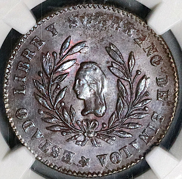 1863 NGC MS 62 Sinaloa Culiacan Mexico 1/4 Real Coin POP 1/1 (25050603C)