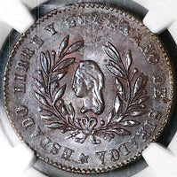 1863 NGC MS 62 Sinaloa Culiacan Mexico 1/4 Real Coin POP 1/1 (25050603C)