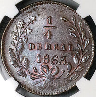 1863 NGC MS 62 Sinaloa Culiacan Mexico 1/4 Real Coin POP 1/1 (25050603C)