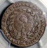 1867 PCGS XF 40 San Luis Potosi 1/4 Real Quarto Mexico State Copper Coin (26032102C)