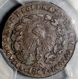 1867 PCGS XF 40 San Luis Potosi 1/4 Real Quarto Mexico State Copper Coin (26032102C)