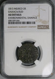 1813 NGC AU Mexico Oaxaca Sud 2 Reales Morelos War Independence Coin (24070704C)