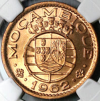 1962 NGC MS 65 RED Mozambique 1 Escudo Portugal Africa Colony Coin (24072501C)
