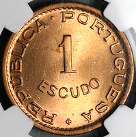 1962 NGC MS 65 RED Mozambique 1 Escudo Portugal Africa Colony Coin (24072501C)