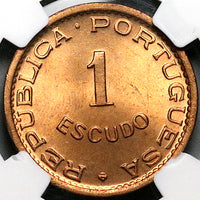 1962 NGC MS 66 RED Mozambique 1 Escudo Portugal Africa Colony Coin POP 4/1 (24022402C)