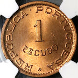 1962 NGC MS 66 RED Mozambique 1 Escudo Portugal Africa Colony Coin POP 4/1 (24022402C)