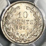 1892 PCGS MS 63 Netherlands 10 Cents Wilhelmina Utrecht Silver Coin (25092905C)
