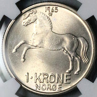 1965 NGC MS 67 Norway 1 krone Horse Key Date Olav V Coin POP 3/0 (24082303C)