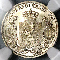 1899 NGC MS 64 Norway 25 Ore Oscar II Silver Kongsberg Mint 400k Coin (25062904C)