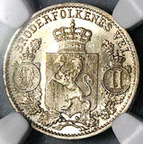 1899 NGC MS 64 Norway 25 Ore Oscar II Silver Kongsberg Mint 400k Coin (25062904C)