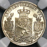 1899 NGC MS 64 Norway 25 Ore Oscar II Silver Kongsberg Mint 400k Coin (25062904C)