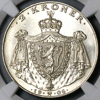 1906 NGC MS 65 Norway 2 Kroner Independence Gem Mint State Coin (23073101C)