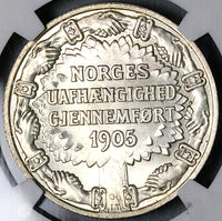 1906 NGC MS 65 Norway 2 Kroner Independence Gem Mint State Coin (23073101C)