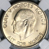 1965 NGC MS 66 Norway 5 kroner Key Date Olav V Coin POP 3/1 (24082304C)