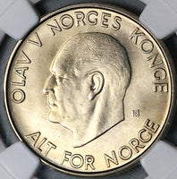 1965 NGC MS 66 Norway 5 kroner Key Date Olav V Coin POP 3/1 (24082304C)