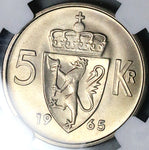 1965 NGC MS 66 Norway 5 kroner Key Date Olav V Coin POP 3/1 (24082304C)