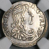 1661 NGC UNC Orange 1/12 Ecu William III France State Silver Coin (26071801C)
