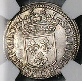 1661 NGC UNC Orange 1/12 Ecu William III France State Silver Coin (26071801C)