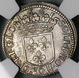 1661 NGC UNC Orange 1/12 Ecu William III France State Silver Coin (26071801C)