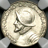 1932 NGC MS 64 Panama 1/10 Balboa 90% Scarce Silver Coin (25112202C)