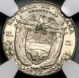 1932 NGC MS 64 Panama 1/10 Balboa 90% Scarce Silver Coin (25112202C)