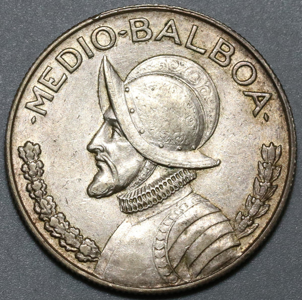 1934 Panama 1/2 Medio Balboa AU 90% Silver Half Dollar Coin 90K Minted (24090501R)