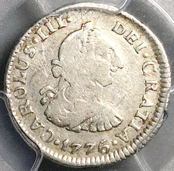 1776 PCGS VF 25 Peru 1/2 Real Charles III Colonial Spain Revolution Silver Coin (25082802C)