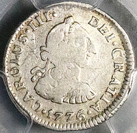 1776 PCGS VF 25 Peru 1/2 Real Charles III Colonial Spain Revolution Silver Coin (25082802C)