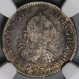 1779 NGC F Peru 1/2 Real Charles III Colonial Revolution Silver Coin (26083001C)