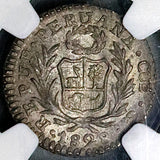 1828 NGC MS 62 Peru Cuzco 1/2 Real Standing Liberty Silver Coin POP 2/0 (25012404C)