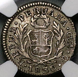 1830/28 NGC XF 40 Peru Cuzco 1/2 Real Standing Liberty Silver Coin POP 1/0 (23092502C)