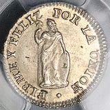 1833 PCGS MS 63 Peru Cuzco 1/2 Real Standing Liberty Coin POP 1/0 (23120301D)