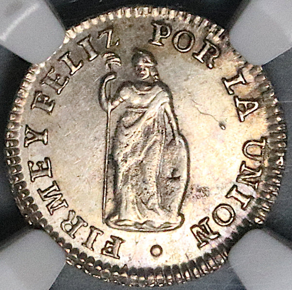 1833 NGC MS 61 Peru Cuzco 1/2 Real Standing Liberty Coin (24042302C)