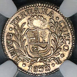1833 NGC MS 61 Peru Cuzco 1/2 Real Standing Liberty Coin (24042302C)