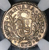 1833 NGC MS 61 Peru Cuzco 1/2 Real Standing Liberty Coin (24042302C)